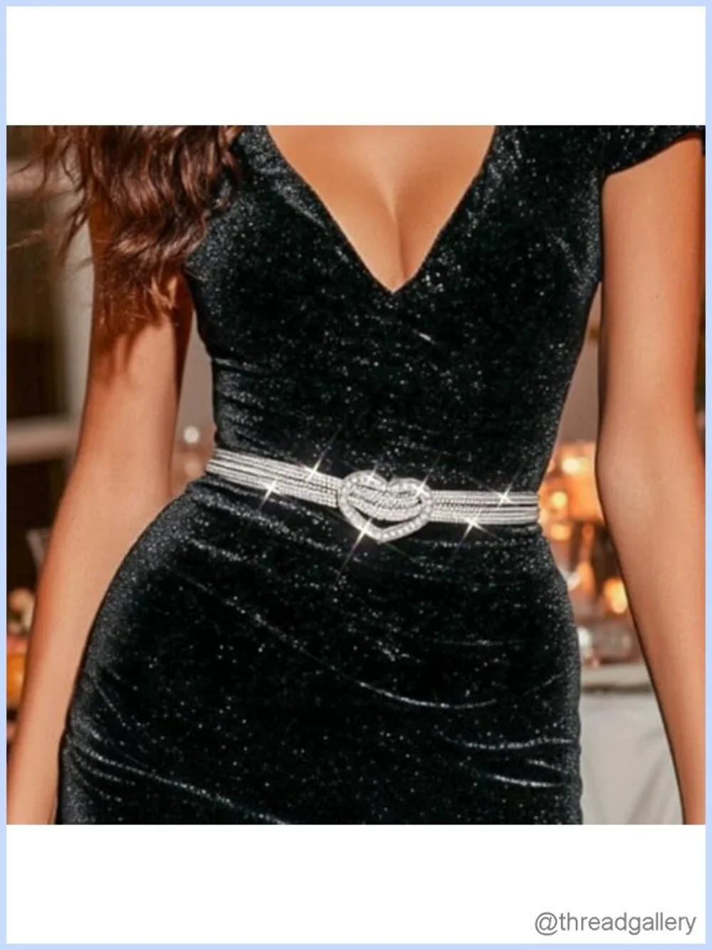Rhinestone Belt Adjustable Sparkly Fashion Waist Belt for Dresses & Rave